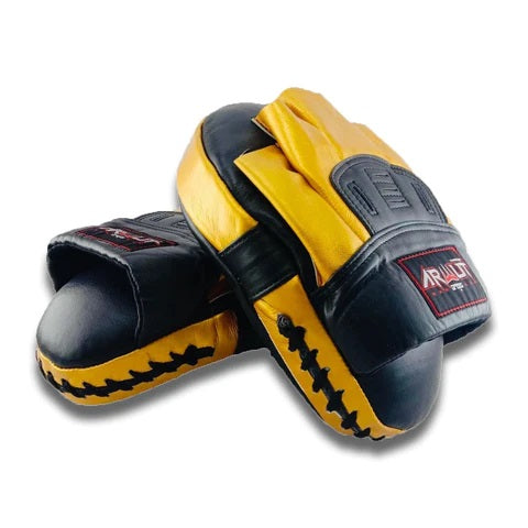 ARWUT FOCUS MITTS CURVED GENUINE LEATHER FMC1 BLACK/GOLD-grizzshop