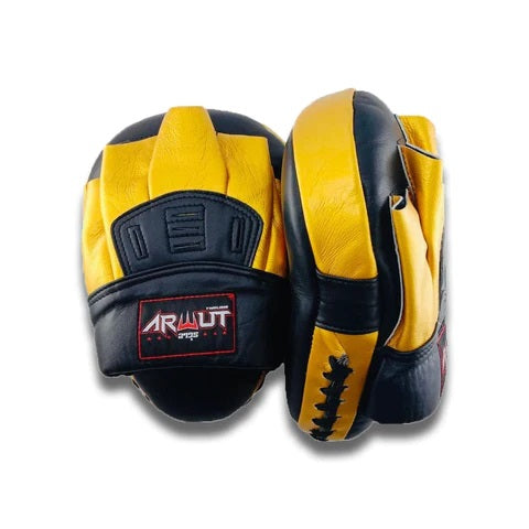 ARWUT FOCUS MITTS CURVED GENUINE LEATHER FMC1 BLACK/GOLD-grizzshop
