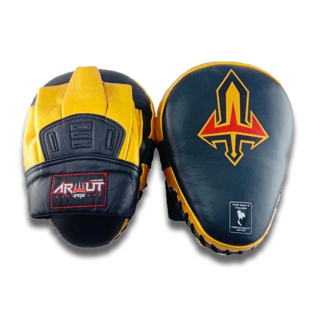 ARWUT FOCUS MITTS CURVED GENUINE LEATHER FMC1 BLACK/GOLD-grizzshop