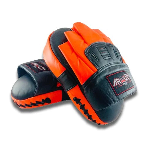 ARWUT FOCUS MITTS CURVED GENUINE LEATHER FMC1 BLACK/ORANGE-grizzshop