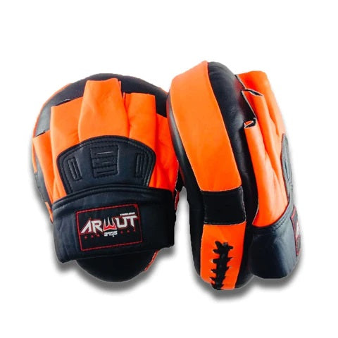 ARWUT FOCUS MITTS CURVED GENUINE LEATHER FMC1 BLACK/ORANGE-grizzshop