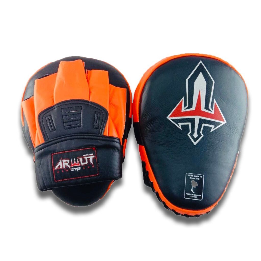 ARWUT FOCUS MITTS CURVED GENUINE LEATHER FMC1 BLACK/ORANGE-grizzshop