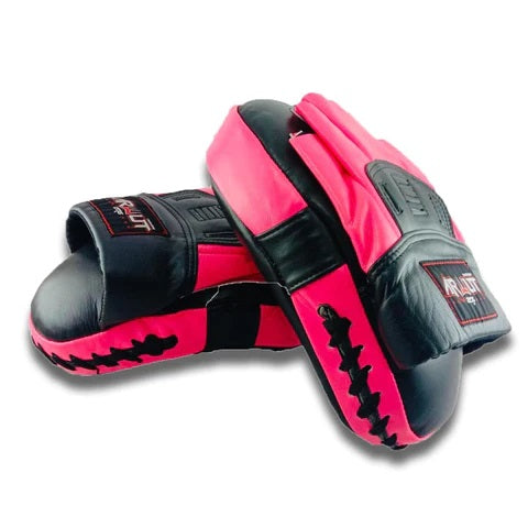 ARWUT FOCUS MITTS CURVED GENUINE LEATHER FMC1 BLACK/PINK-grizzshop