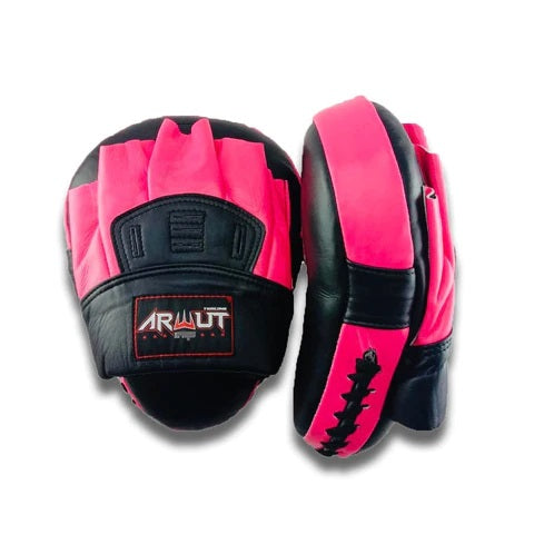 ARWUT FOCUS MITTS CURVED GENUINE LEATHER FMC1 BLACK/PINK-grizzshop