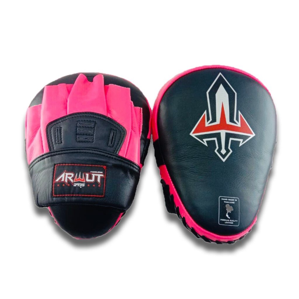 ARWUT FOCUS MITTS CURVED GENUINE LEATHER FMC1 BLACK/PINK-grizzshop