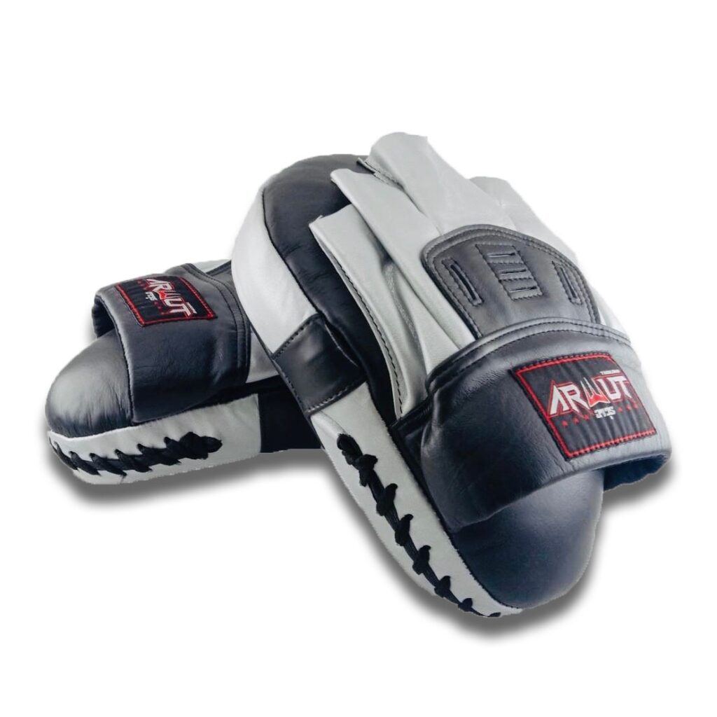 ARWUT FOCUS MITTS CURVED GENUINE LEATHER FMC1 BLACK/SILVER-grizzshop