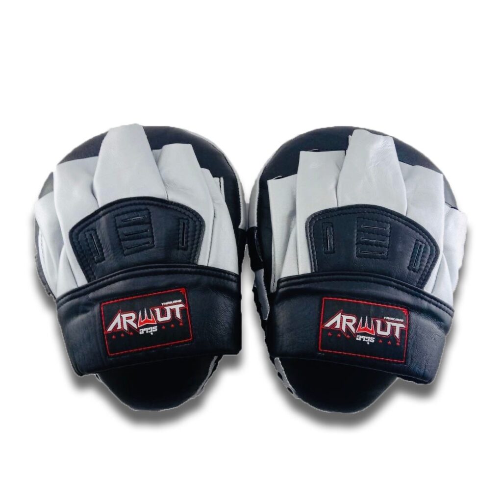 ARWUT FOCUS MITTS CURVED GENUINE LEATHER FMC1 BLACK/SILVER-grizzshop