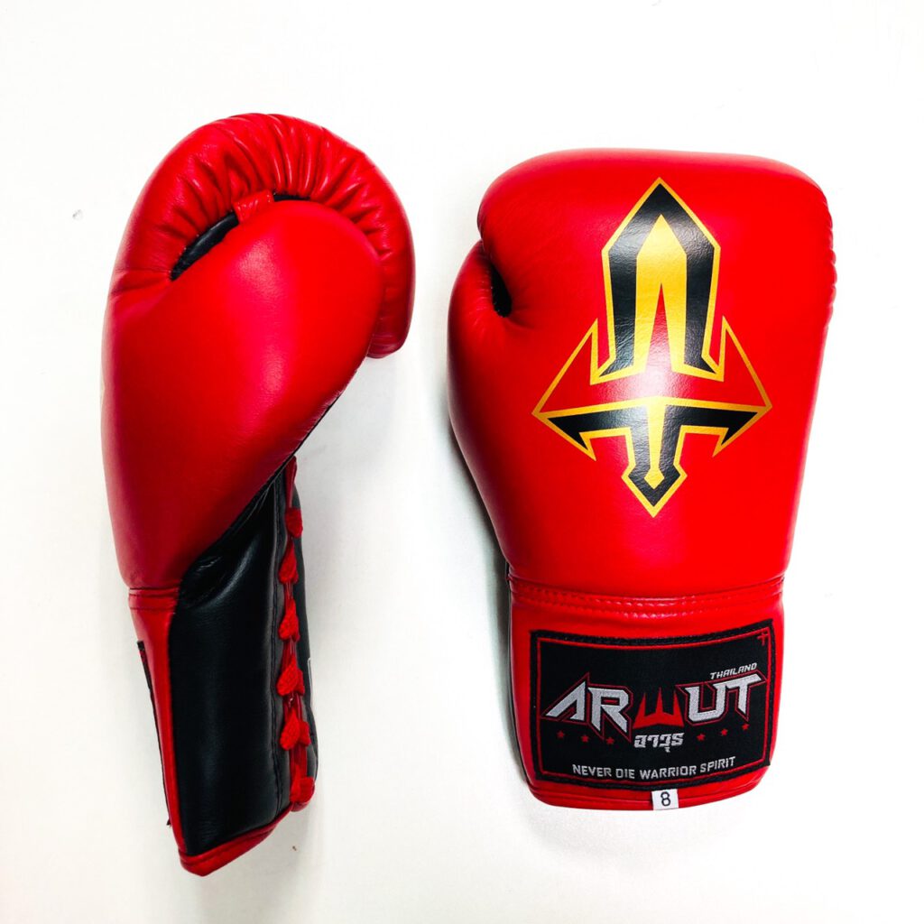 ARWUT LACE UP BOXING GLOVES BG3 RED-grizzshop