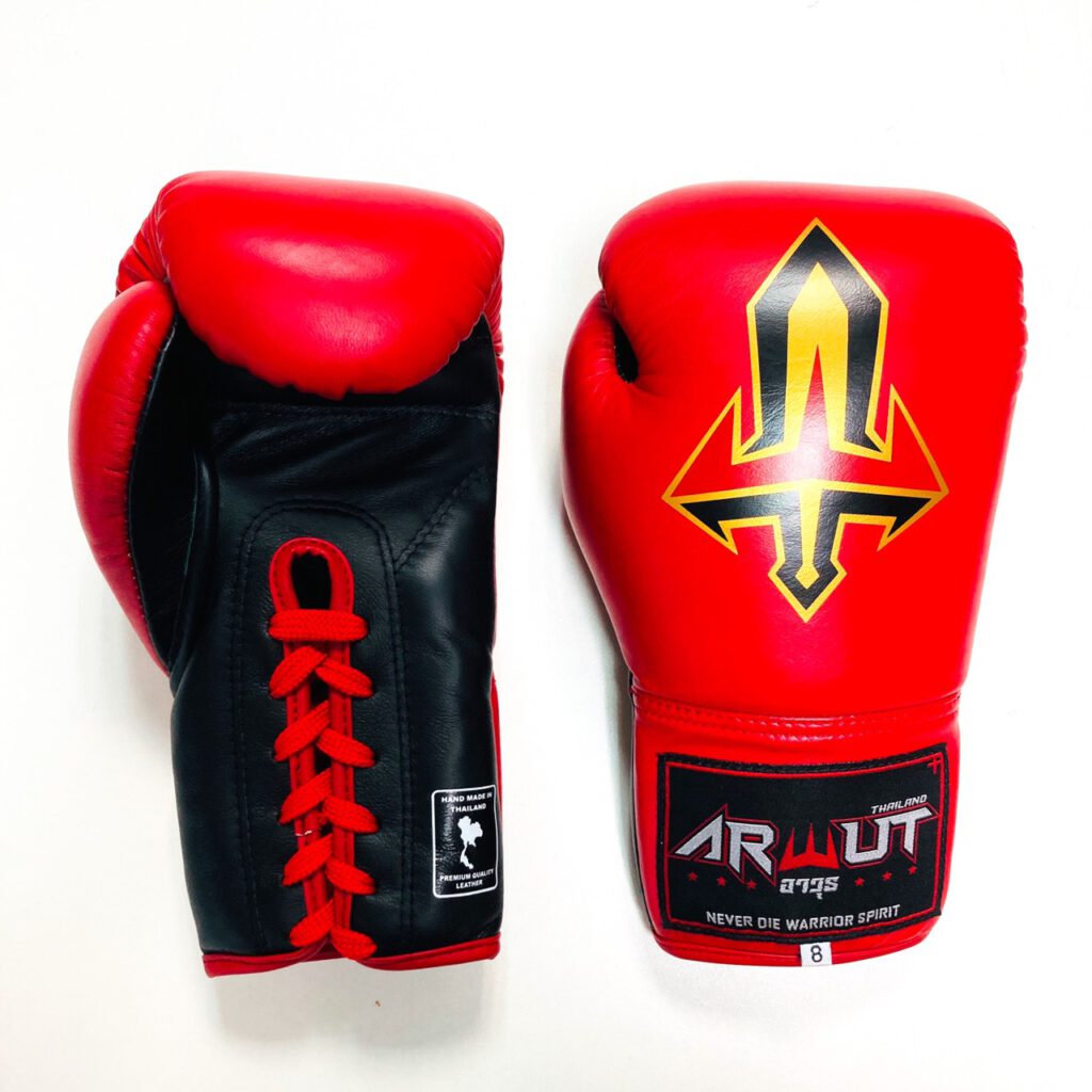 ARWUT LACE UP BOXING GLOVES BG3 RED-grizzshop