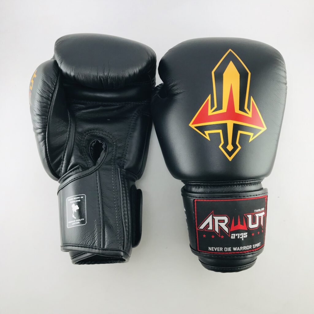 ARWUT MUAY THAI BOXING GLOVES BG1 BLACK-grizzshop