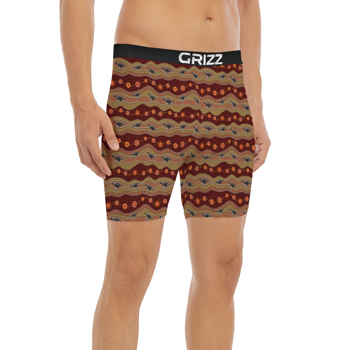 Aboriginal Australian Kangaroo Print Boxer Briefs-grizzshop