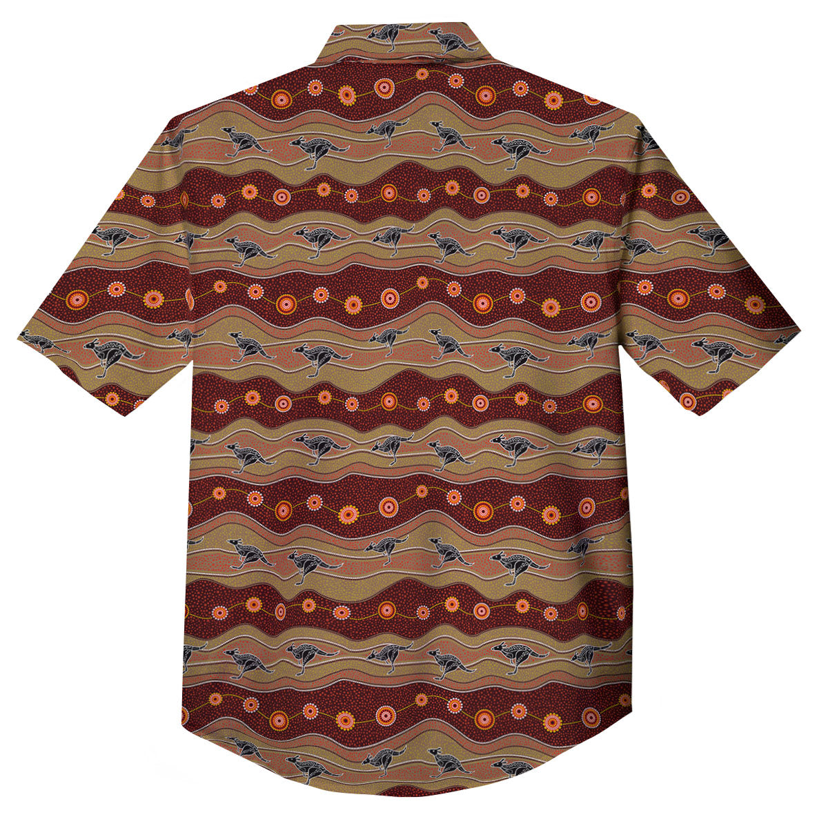 Aboriginal Australian Kangaroo Print Button Up Shirt-grizzshop
