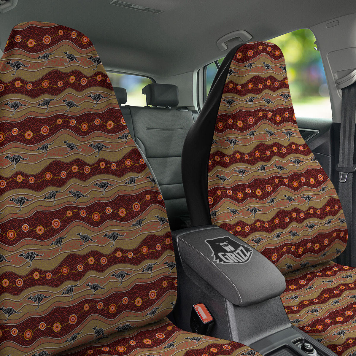 Aboriginal Australian Kangaroo Print Car Seat Covers-grizzshop