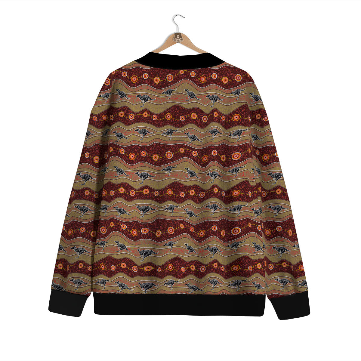 Aboriginal Australian Kangaroo Print Cardigan-grizzshop