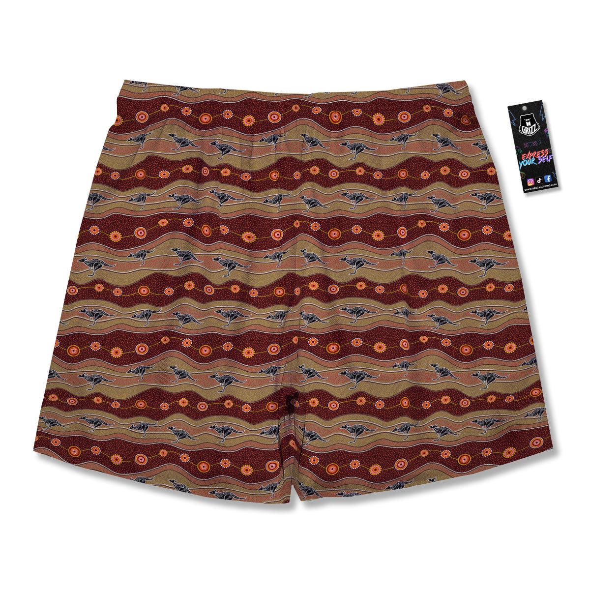 Aboriginal Australian Kangaroo Print Men's Running Shorts-grizzshop