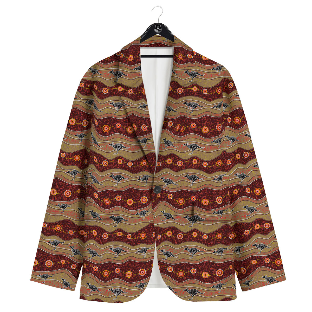 Aboriginal Australian Kangaroo Print Men's Sport Coat-grizzshop
