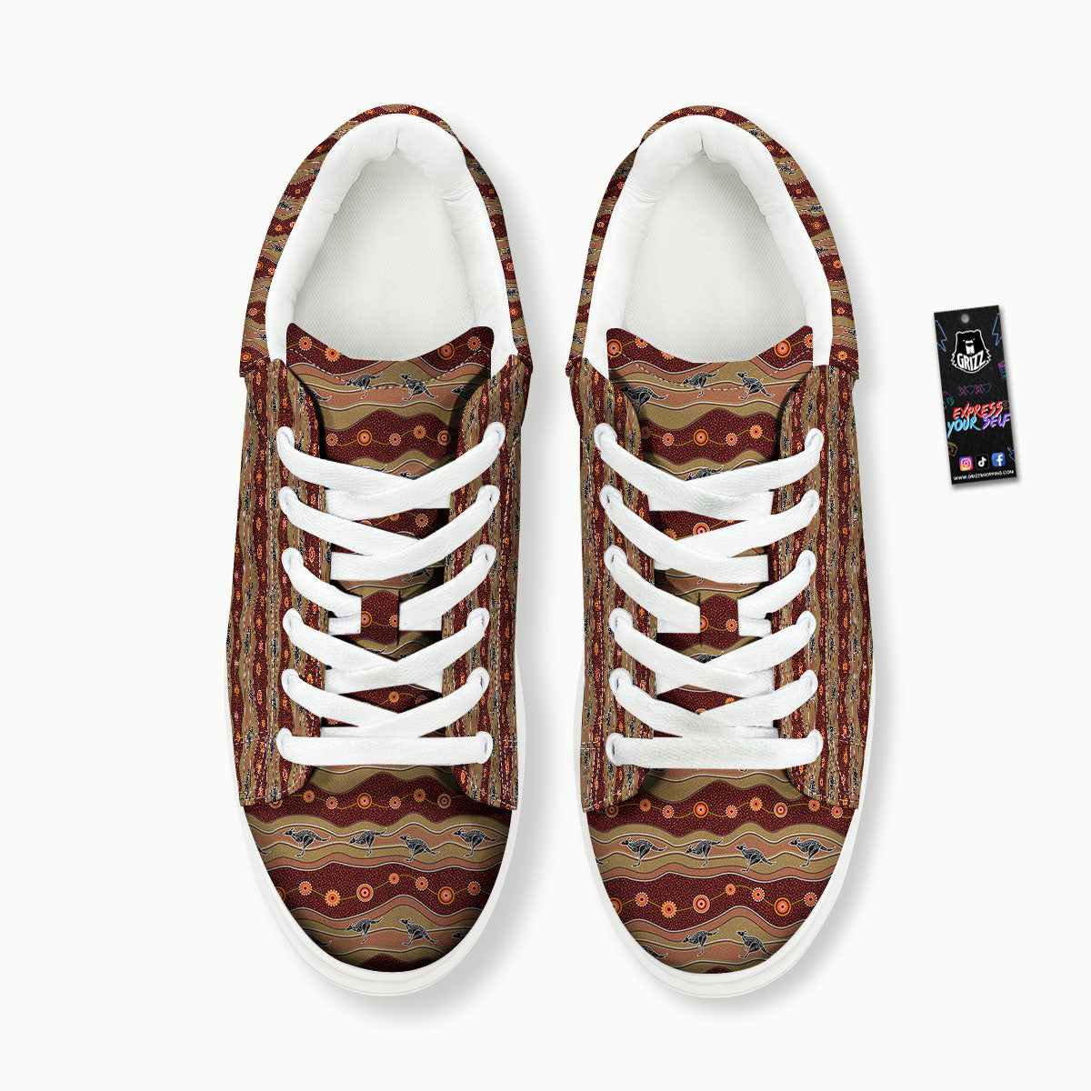 Aboriginal Australian Kangaroo Print Platform Shoes-grizzshop