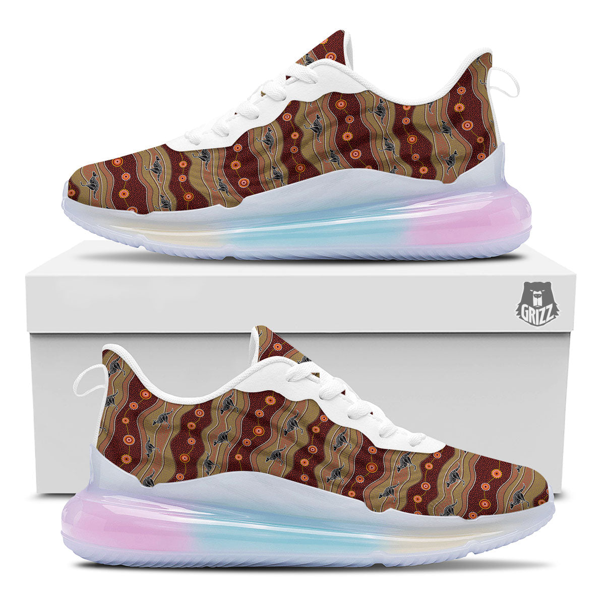 Aboriginal Australian Kangaroo Print Running Sneakers-grizzshop