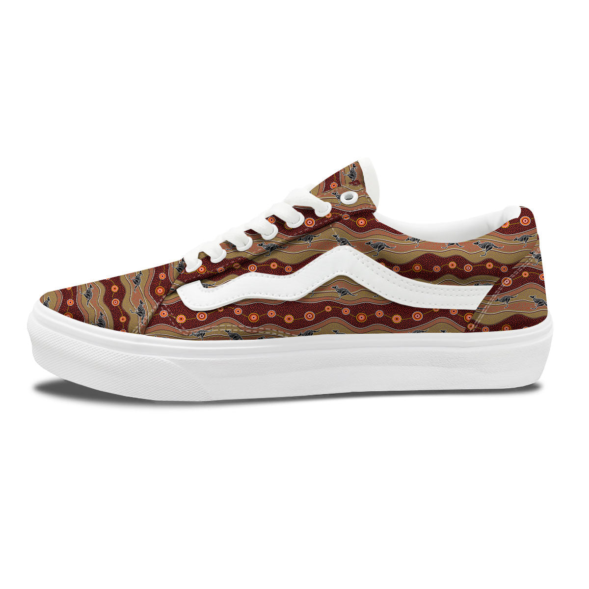 Aboriginal Australian Kangaroo Print Skate Shoes-grizzshop