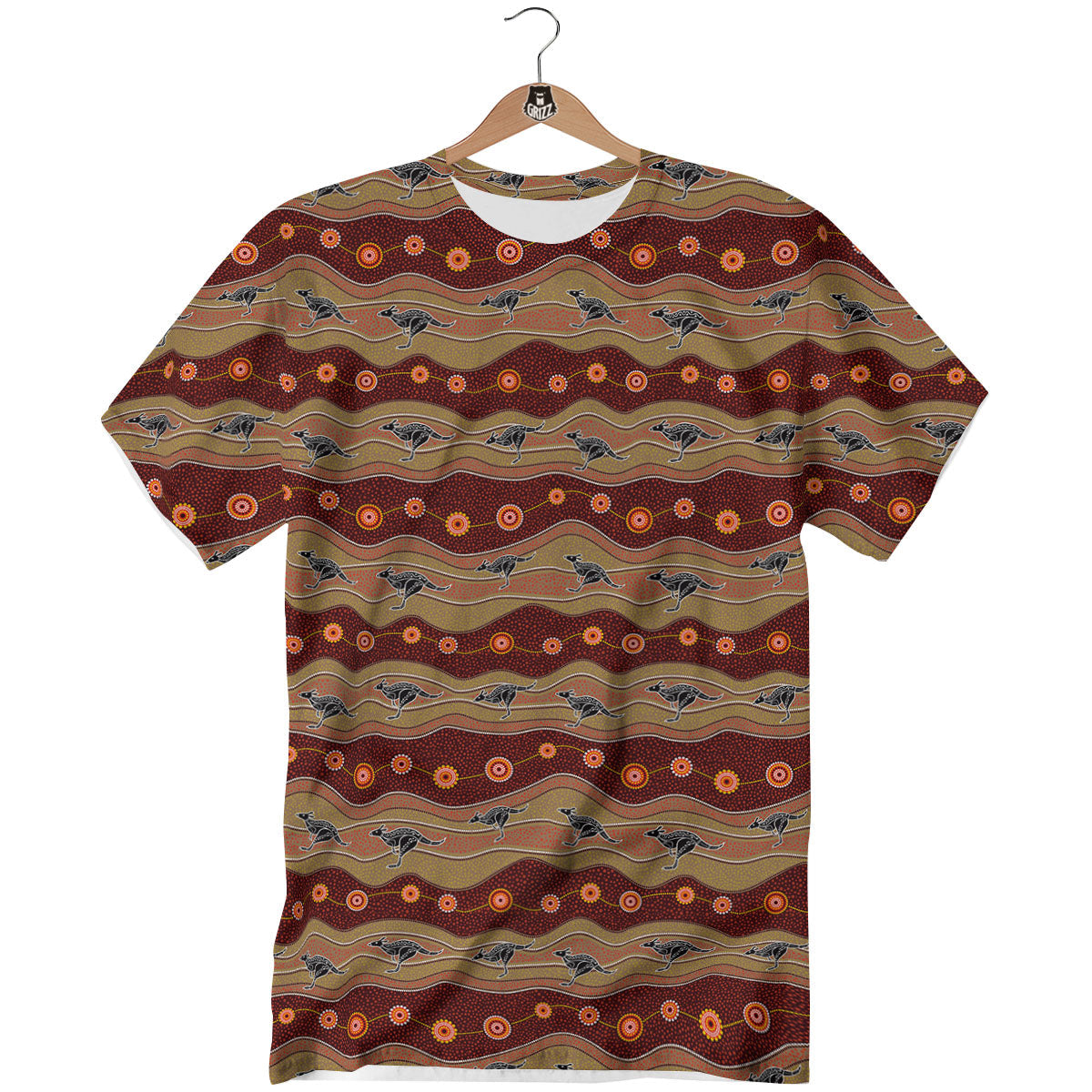 Aboriginal Australian Kangaroo Print T-Shirt-grizzshop