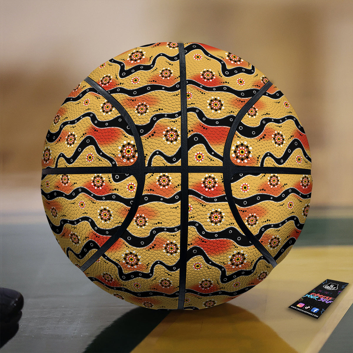 Aboriginal Australian Print Pattern Basketball-grizzshop