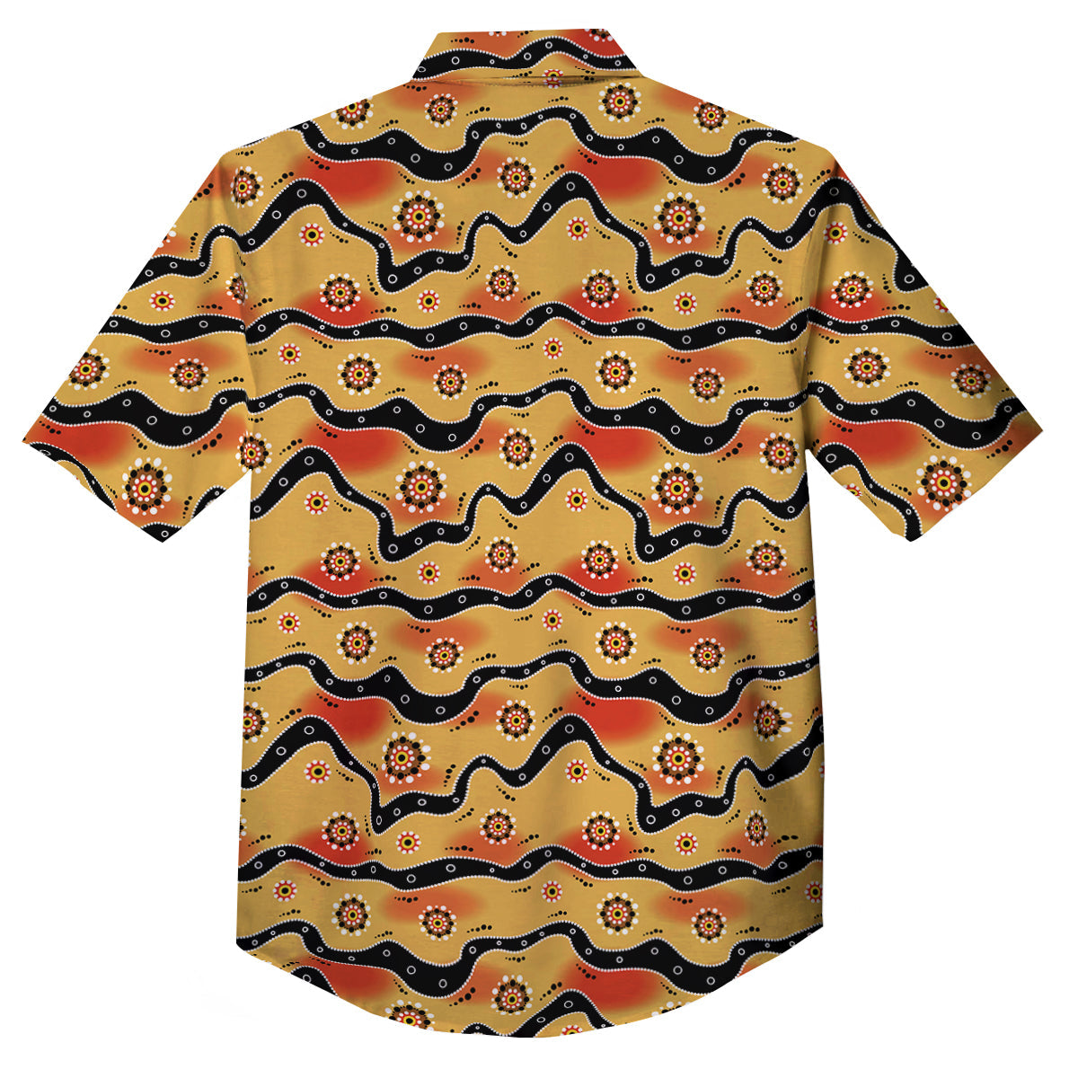 Aboriginal Australian Print Pattern Button Up Shirt-grizzshop