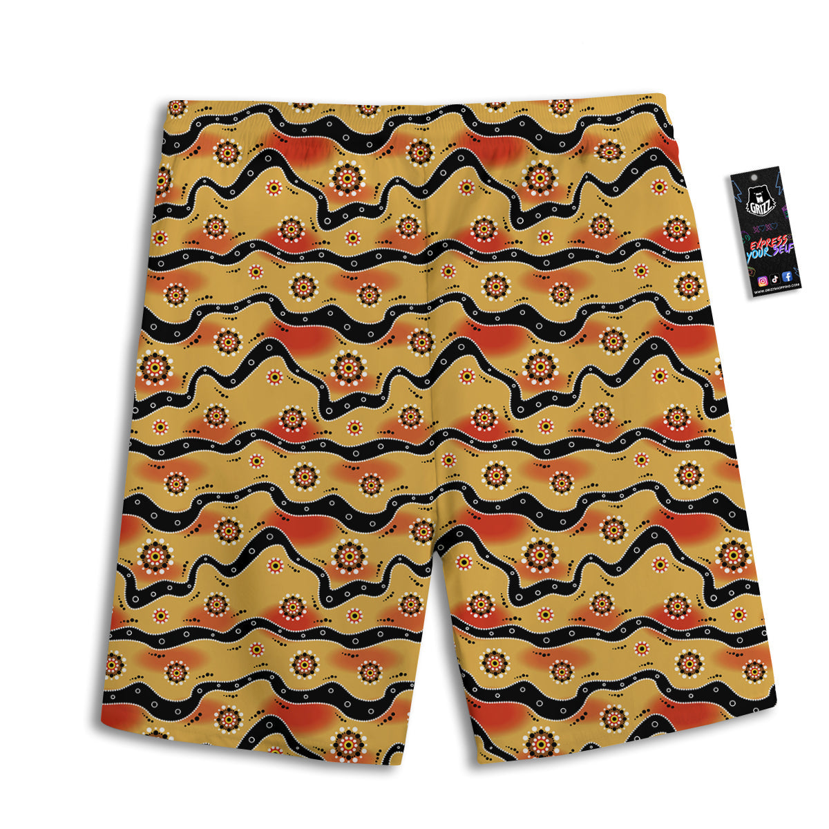 Aboriginal Australian Print Pattern Men's Athletic Shorts