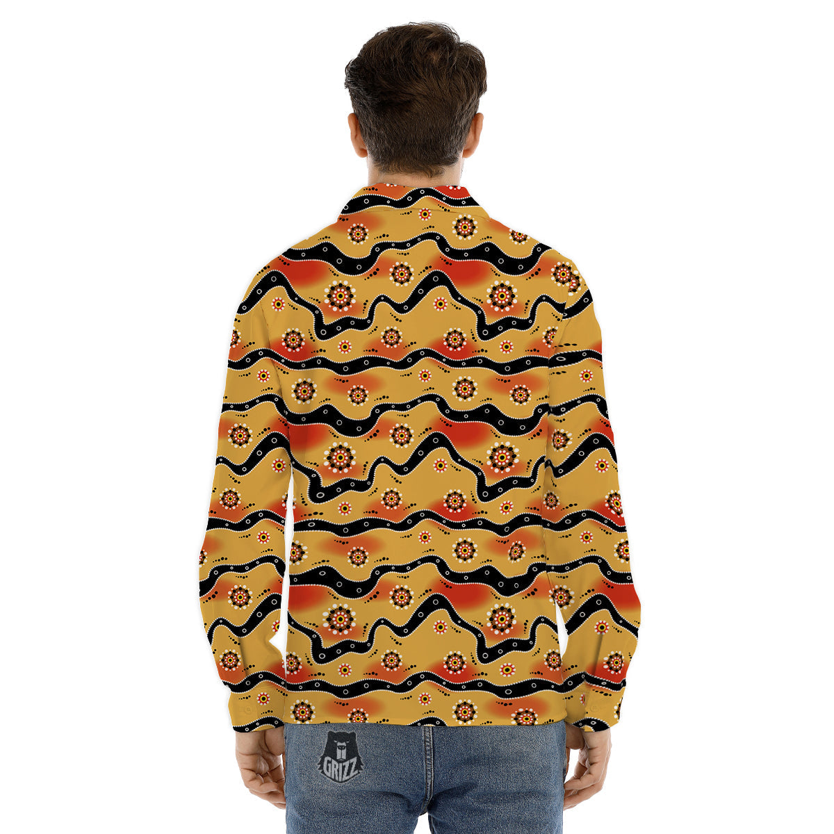 Aboriginal Australian Print Pattern Men's Dress Shirts-grizzshop