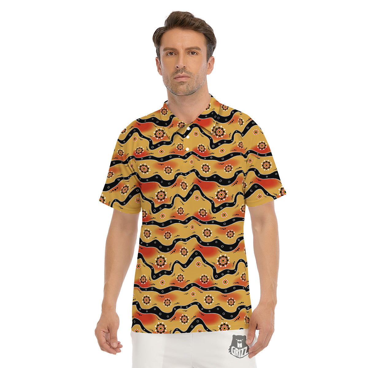 Aboriginal Australian Print Pattern Men's Golf Shirts-grizzshop