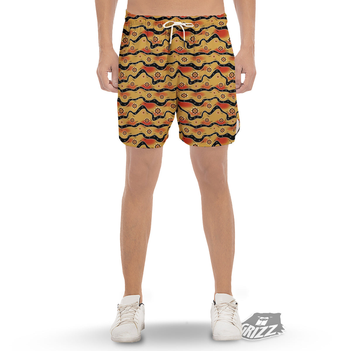 Aboriginal Australian Print Pattern Men's Gym Shorts-grizzshop