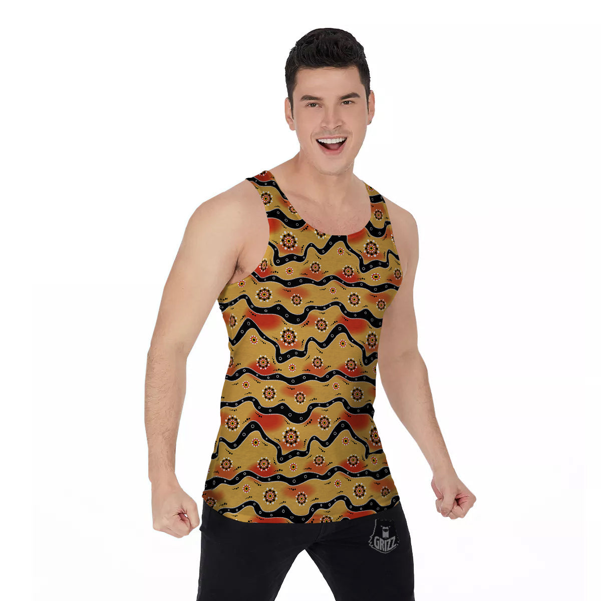 Aboriginal Australian Print Pattern Men's Tank Top-grizzshop