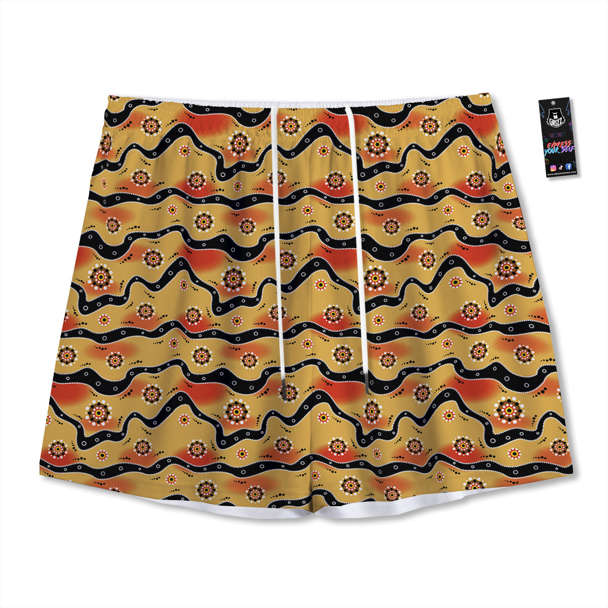 African Ethnic Girl Print Mesh Shorts