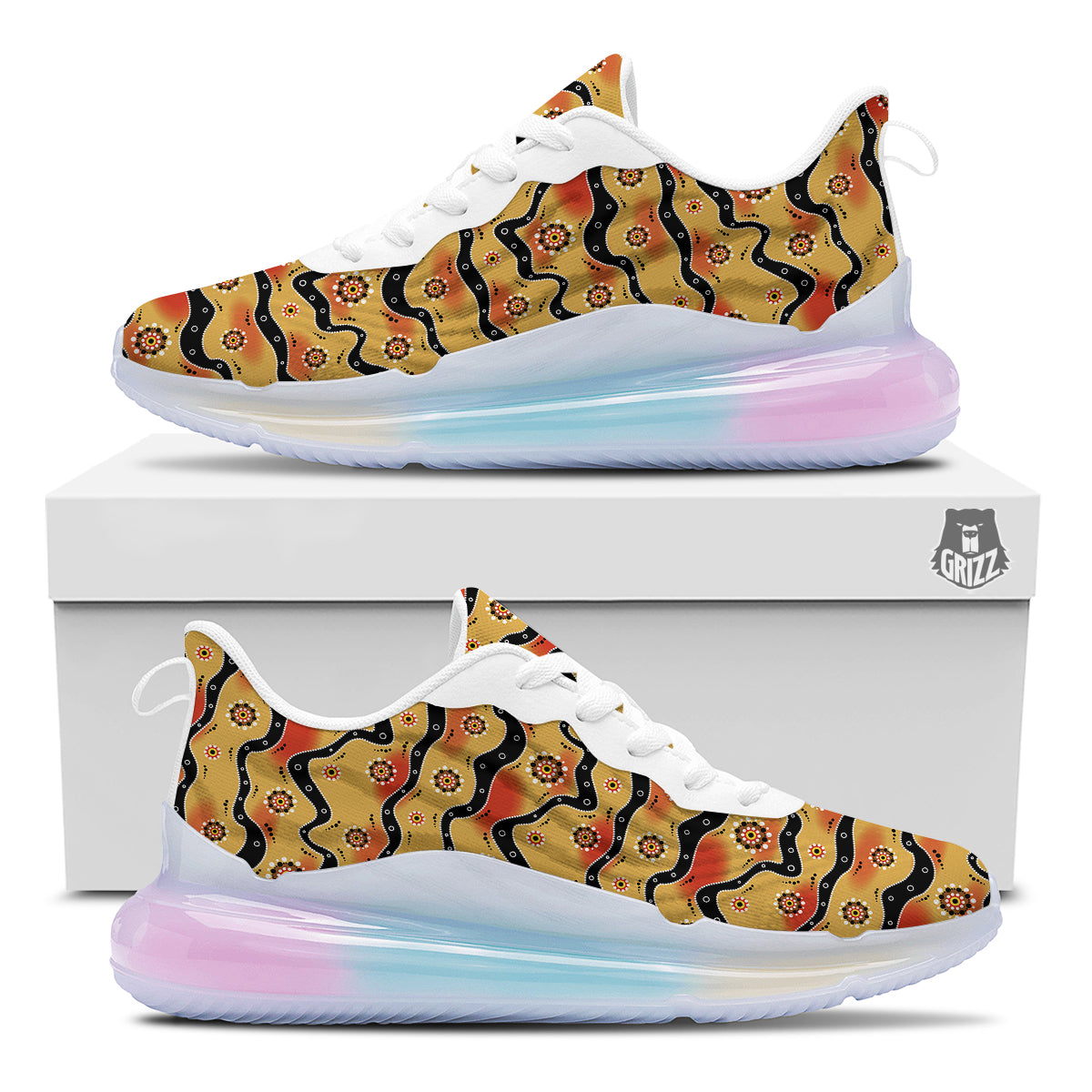 Aboriginal Australian Print Pattern Running Sneakers-grizzshop