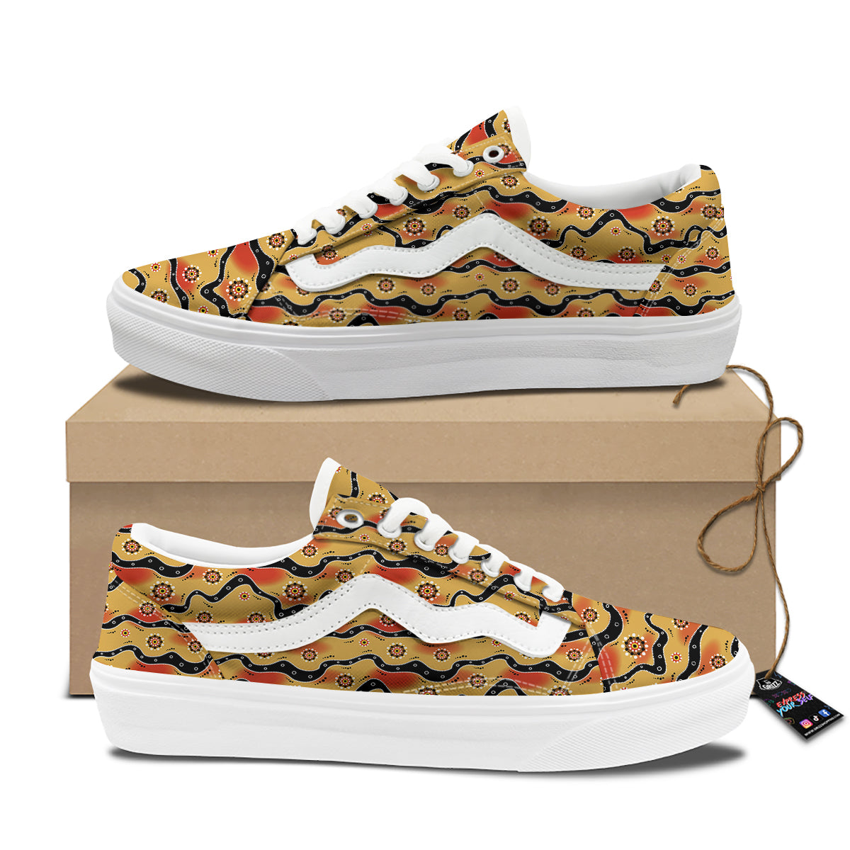 Aboriginal Australian Print Pattern Skate Shoes-grizzshop