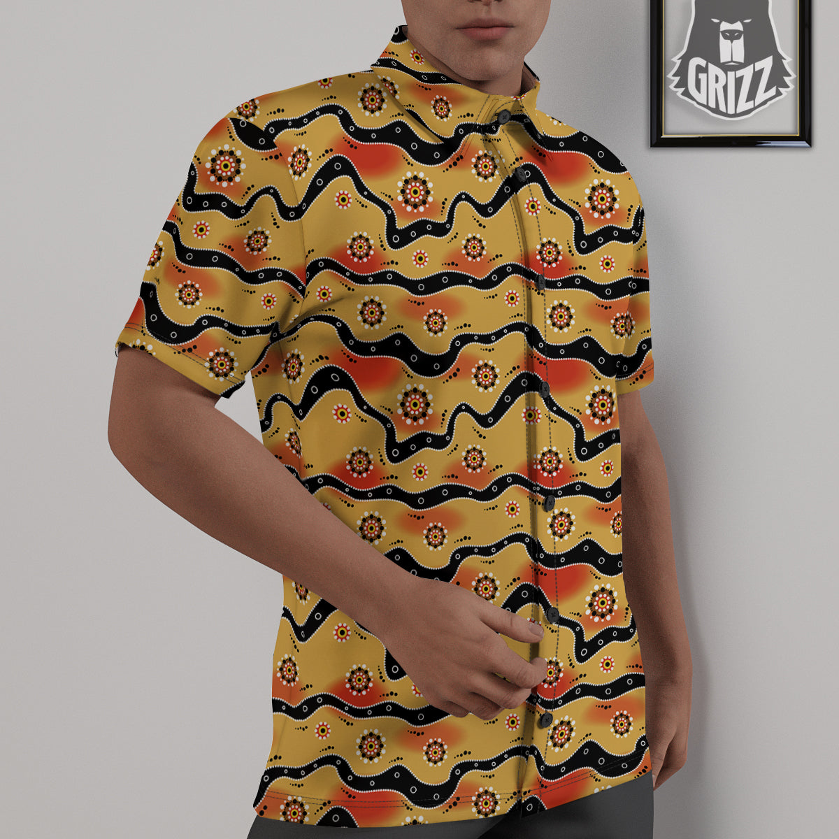 Aboriginal Australian Print Pattern Untucked Shirts-grizzshop