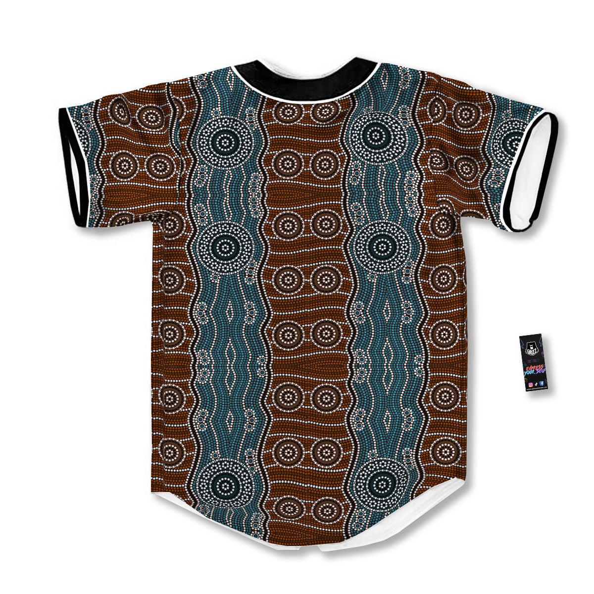 Aboriginal Dot Australia River Print Baseball Jersey-grizzshop