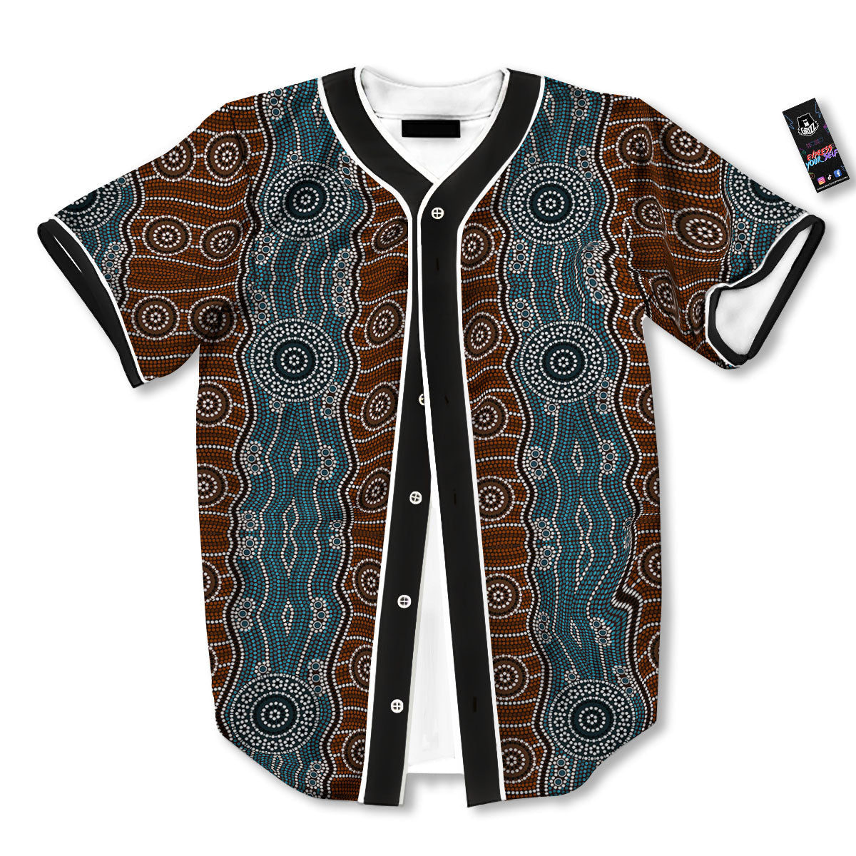 Aboriginal Dot Australia River Print Baseball Jersey-grizzshop