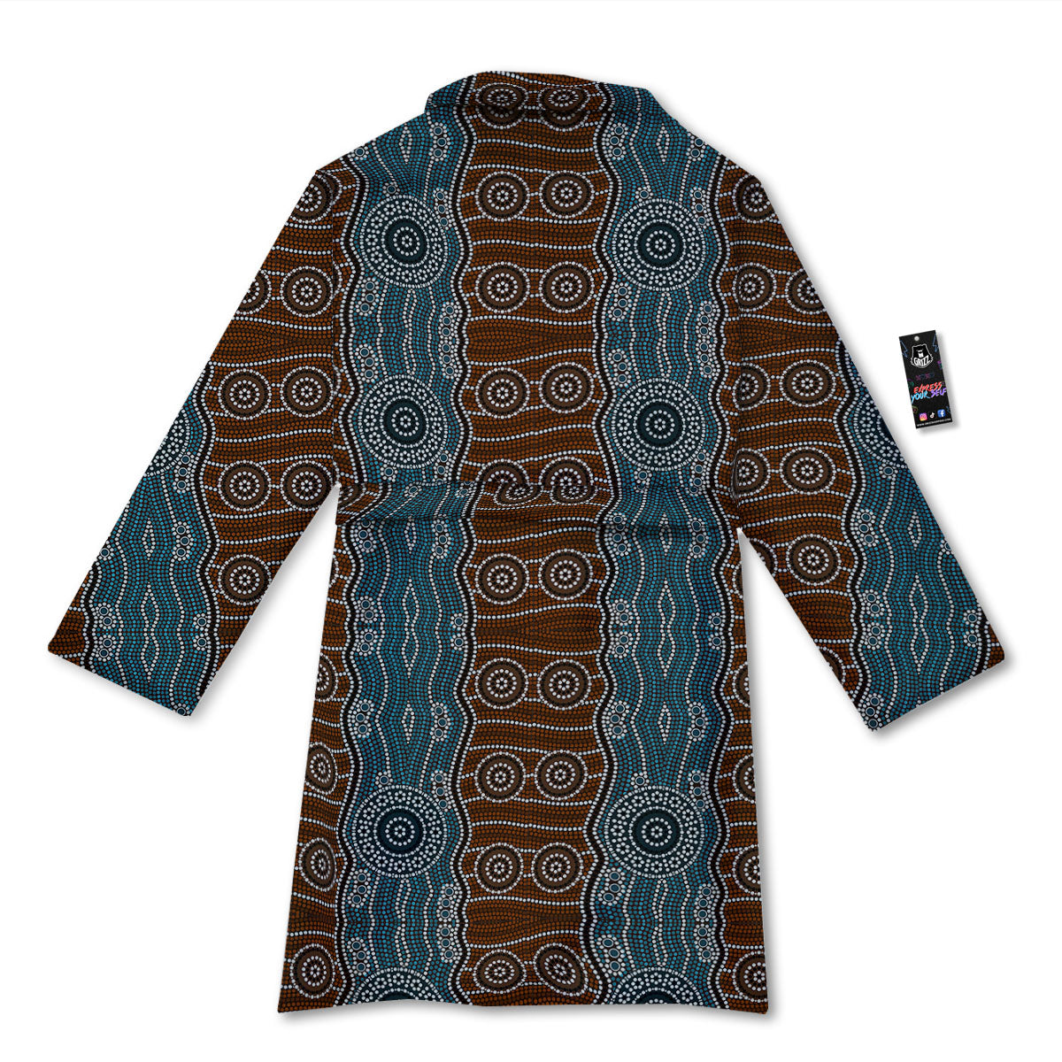 Aboriginal Dot Australia River Print Bathrobe-grizzshop