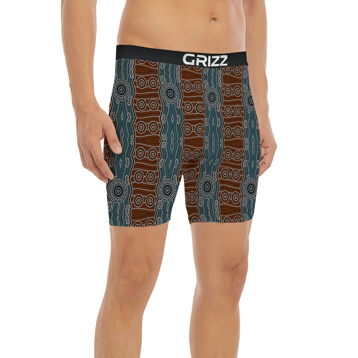 Aboriginal Dot Australia River Print Boxer Briefs-grizzshop