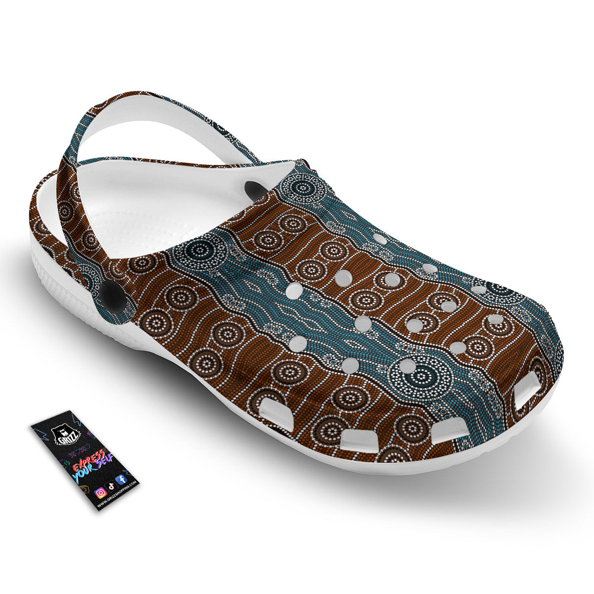 Aboriginal Dot Australia River Print Clog-grizzshop