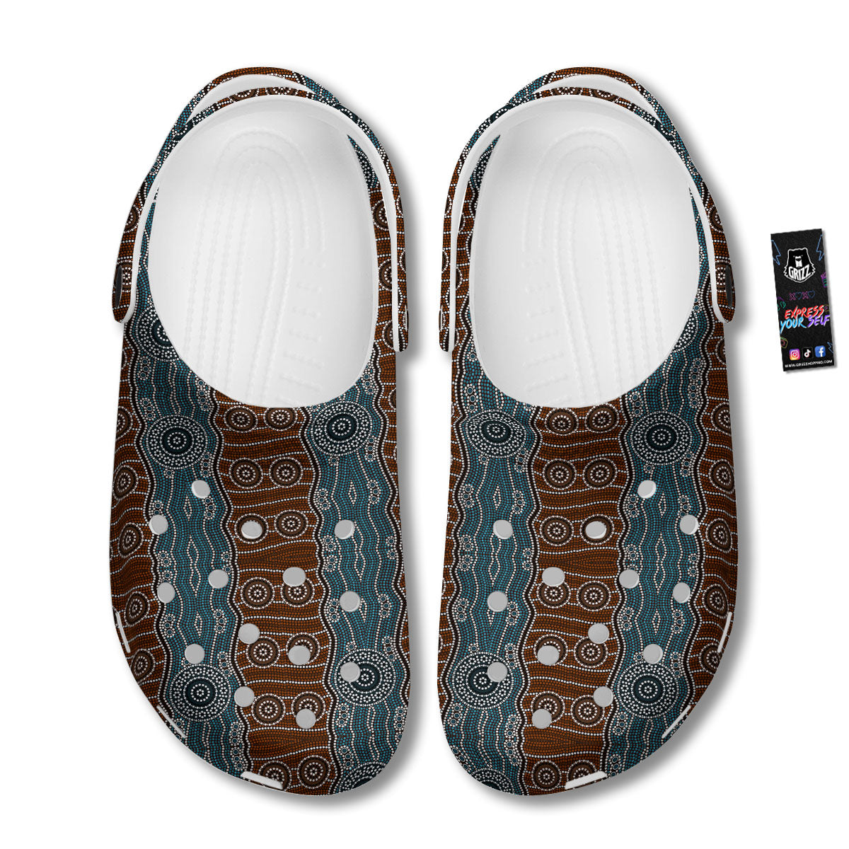 Aboriginal Dot Australia River Print Clog-grizzshop