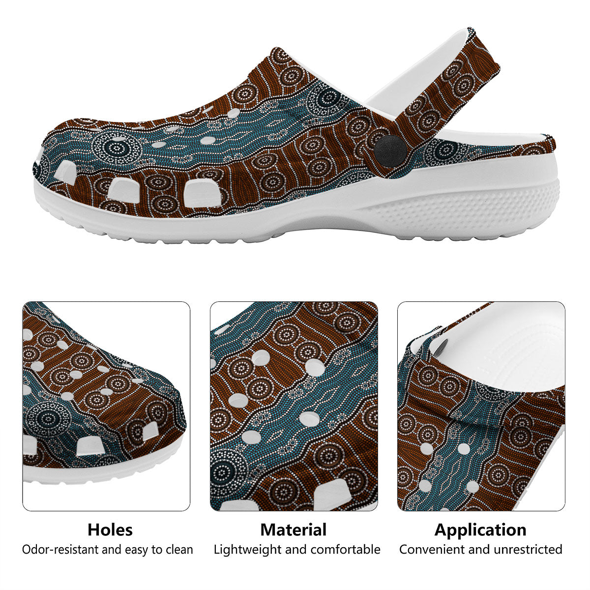 Aboriginal Dot Australia River Print Clog-grizzshop