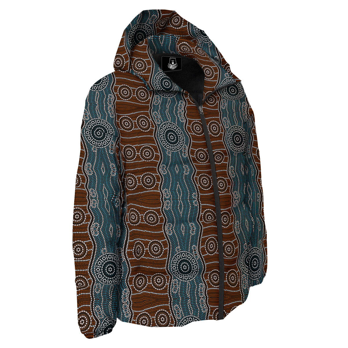 Aboriginal Dot Australia River Print Down Jacket-grizzshop