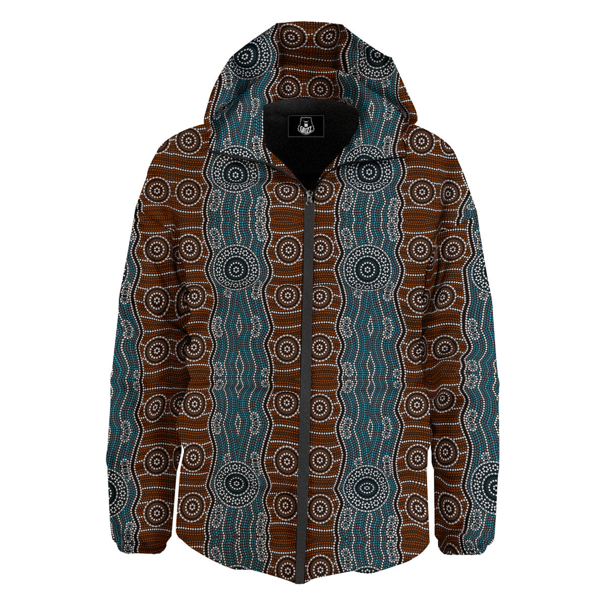 Aboriginal Dot Australia River Print Down Jacket-grizzshop