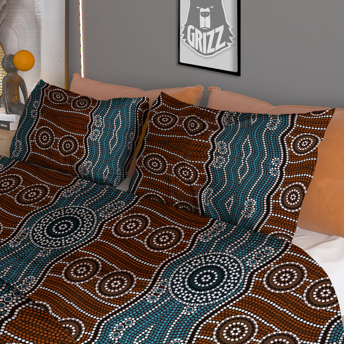 Aboriginal Dot Australia River Print Duvet Cover Bedding Set