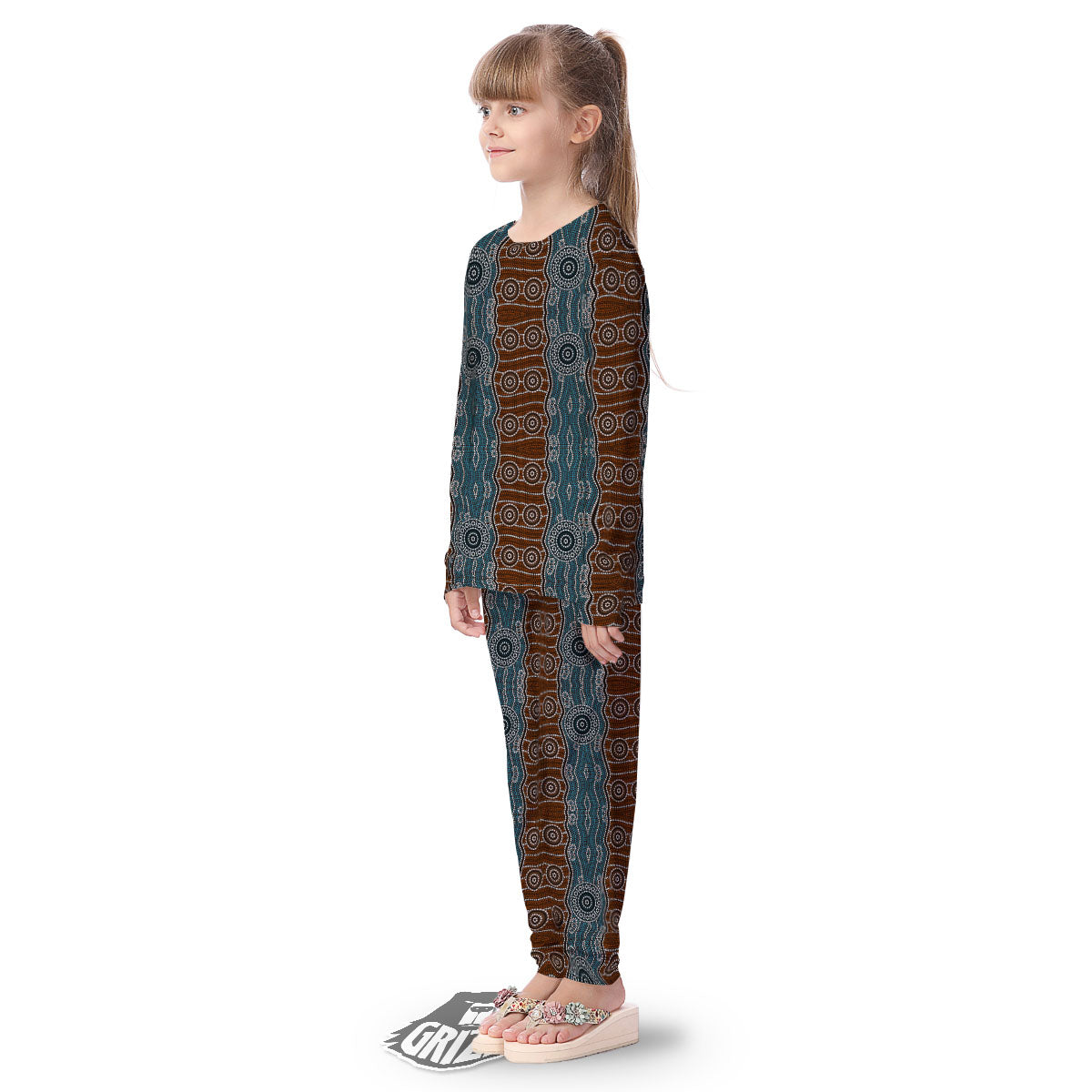 Aboriginal Dot Australia River Print Kid's Pajamas-grizzshop