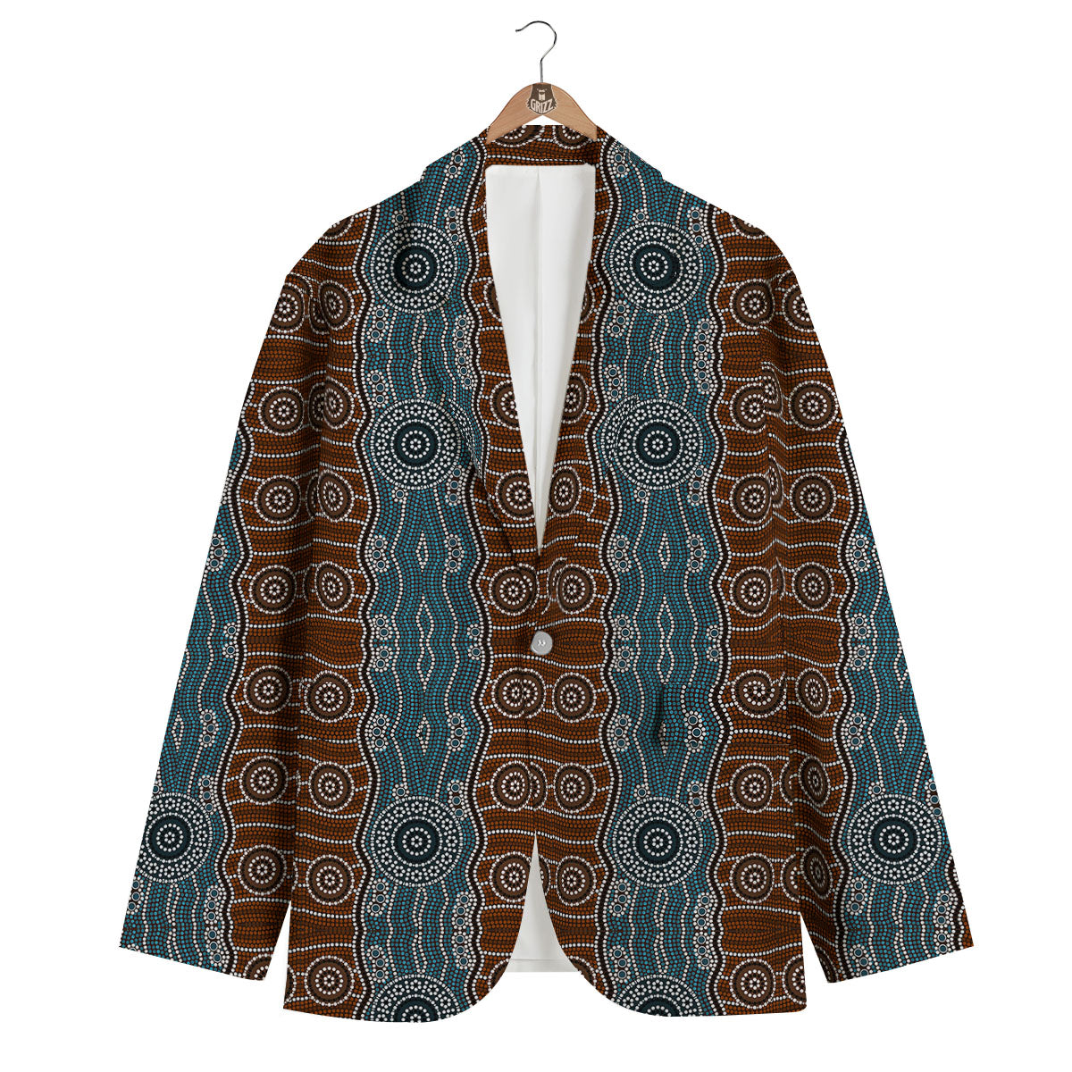 Aboriginal Dot Australia River Print Men's Blazer-grizzshop