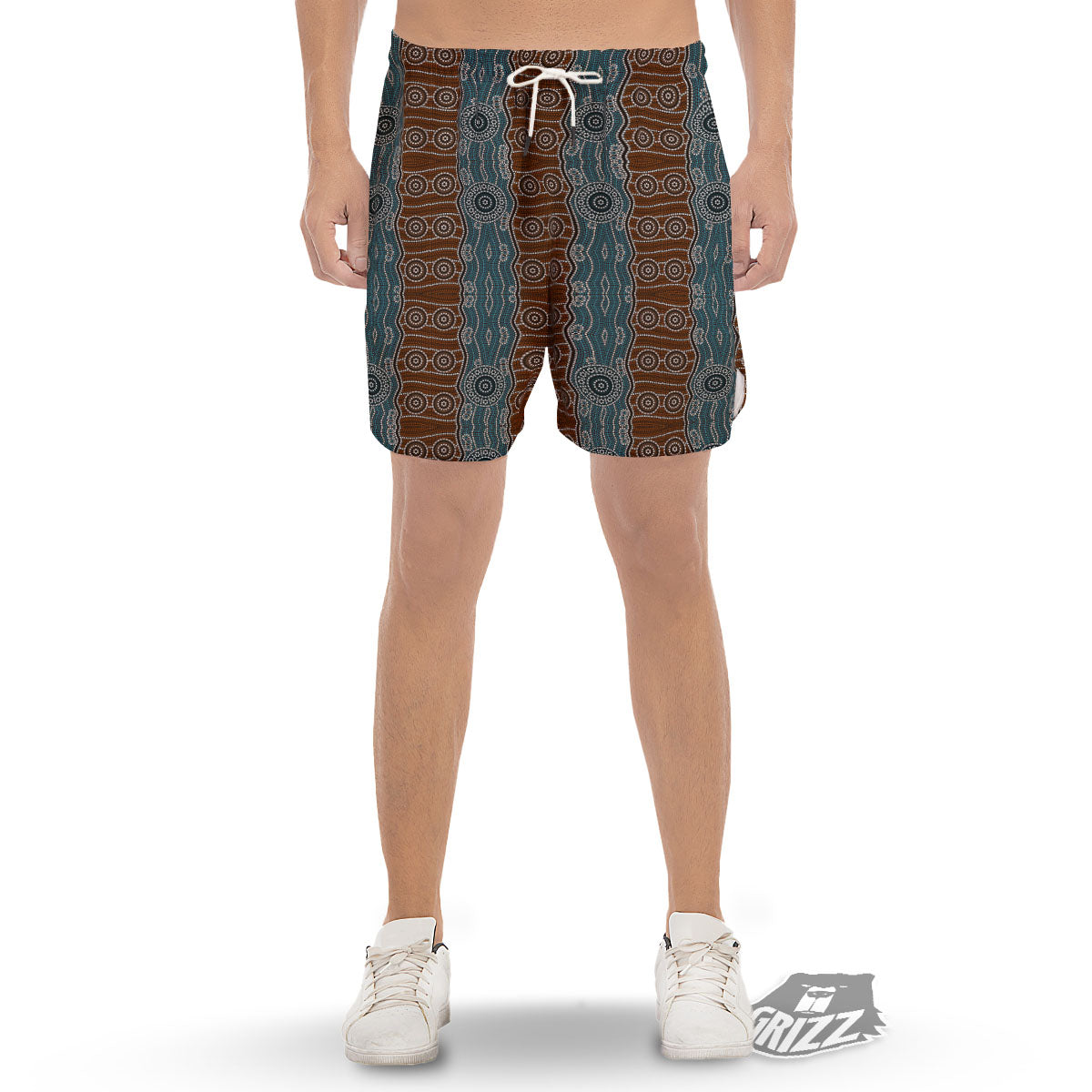 Aboriginal Dot Australia River Print Men's Gym Shorts-grizzshop
