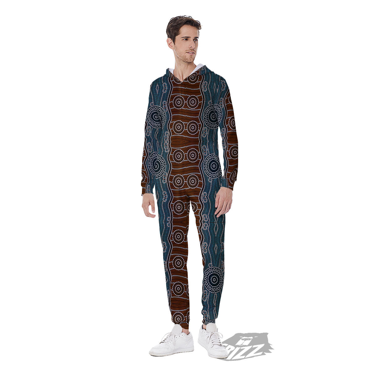 Aboriginal Dot Australia River Print Men's Jumpsuit-grizzshop