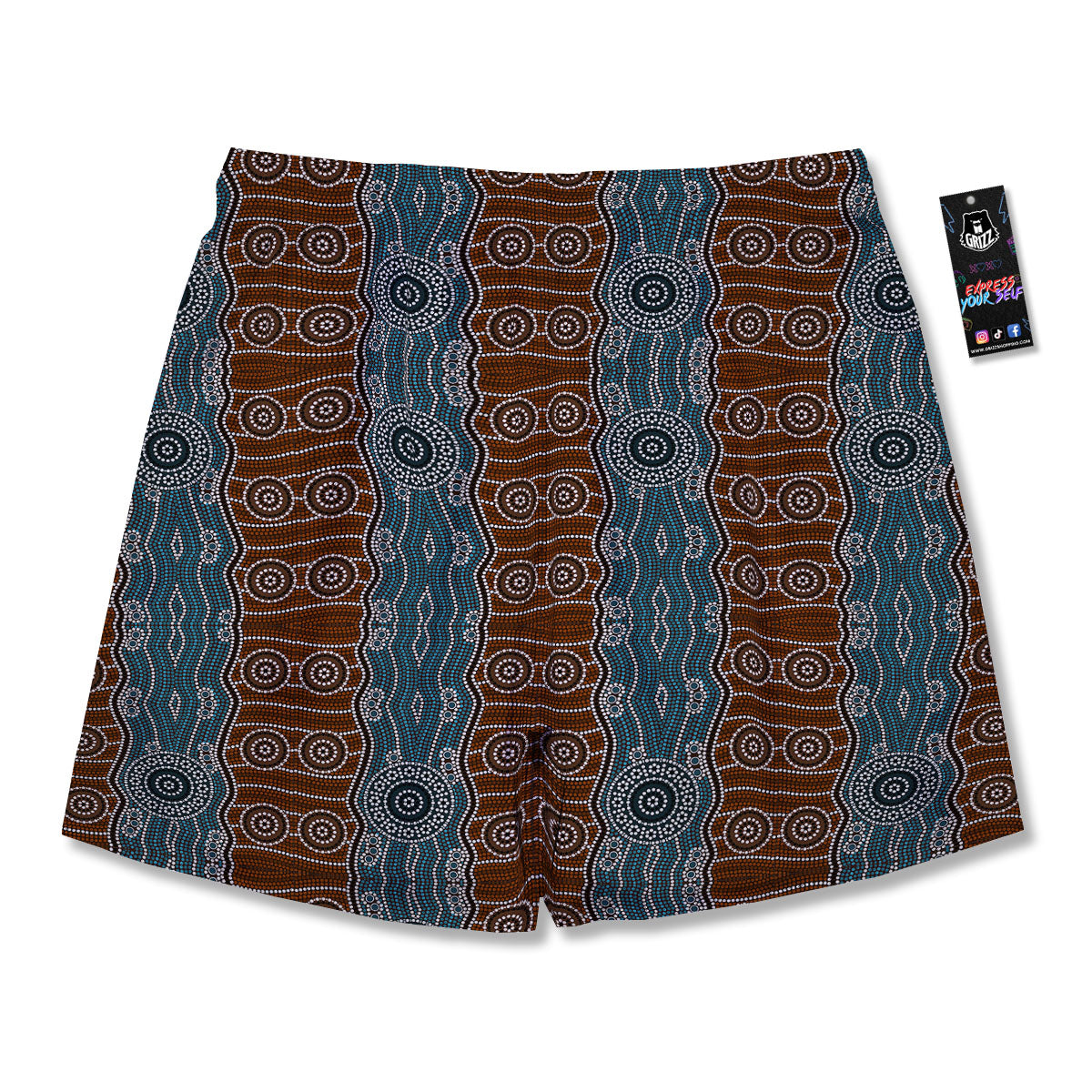 Aboriginal Dot Australia River Print Men's Running Shorts-grizzshop